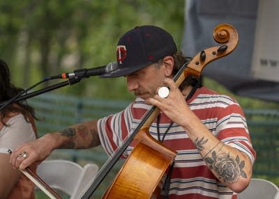 Close up of cello player