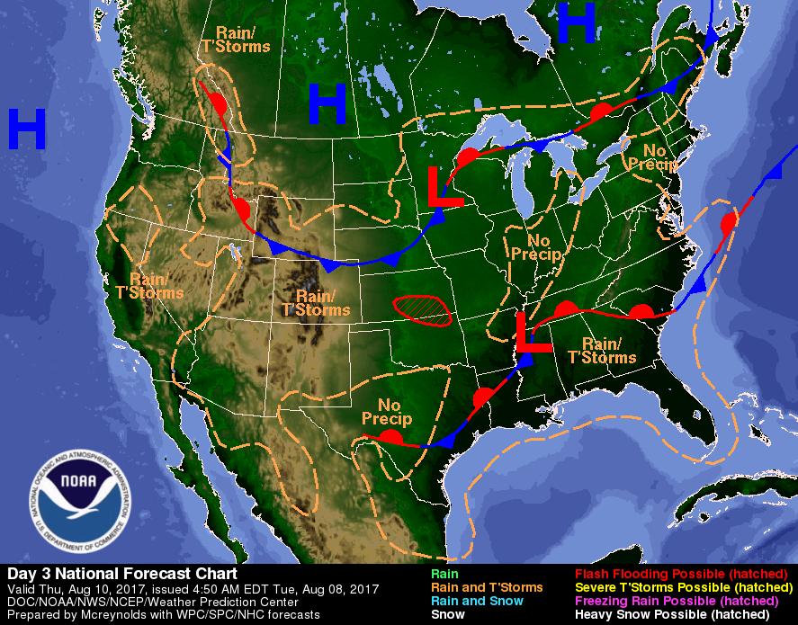 Aug 8 - Th fcst map
