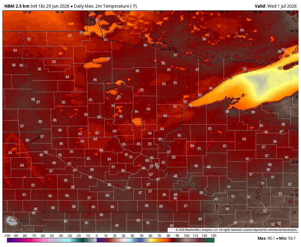 Highs Tuesday