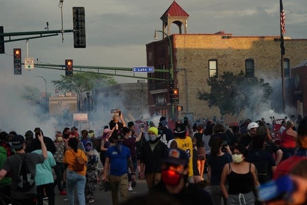 Hundreds of protesters gather in south Minneapolis.