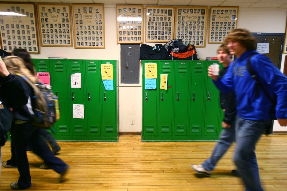 Students walk through halls