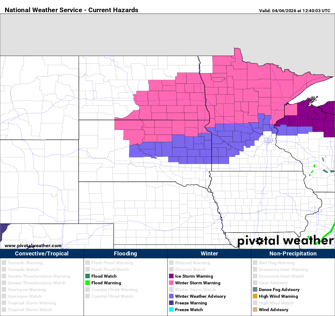 Winter storm warnings and advisories