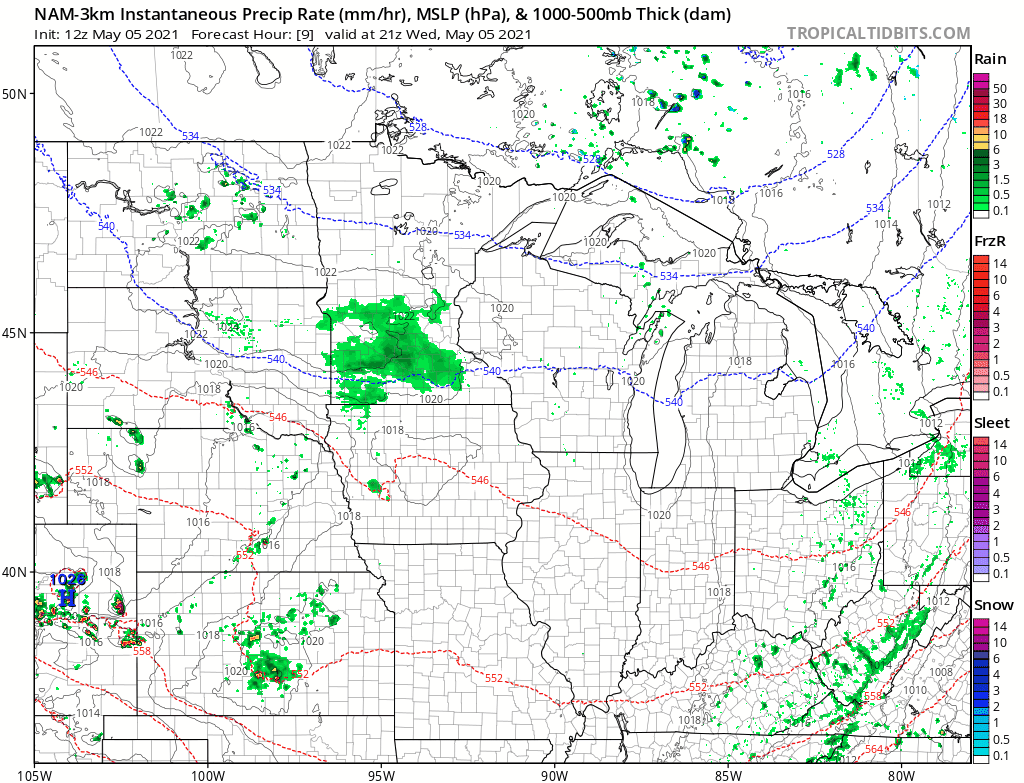 Scattered showers moving across southern Minnesota into this evening