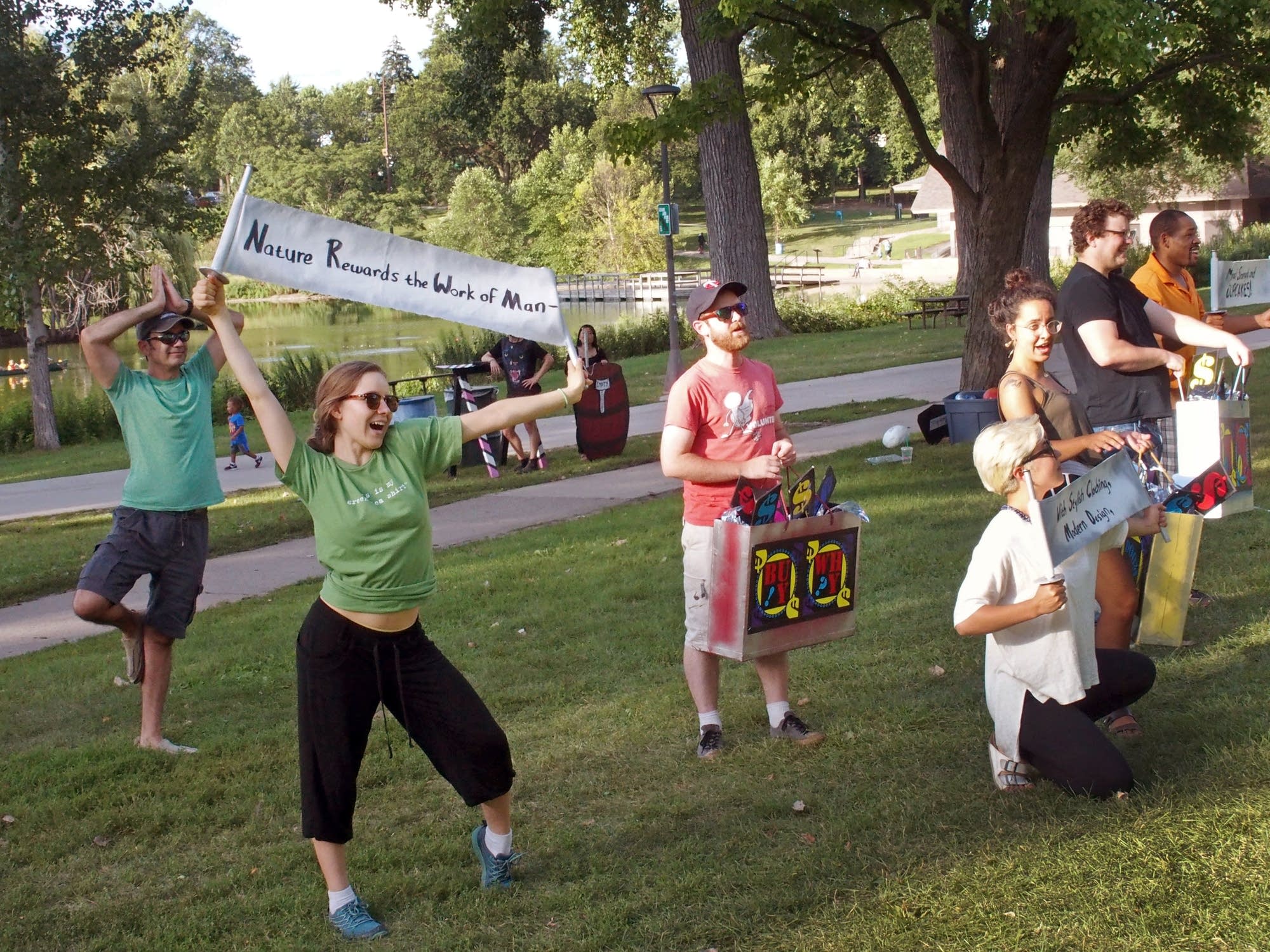 The Mixed Precipitation cast presents their low-tech version of subtitles.