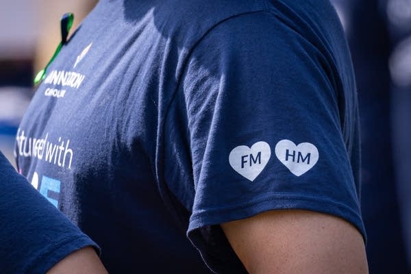 A close-up of hearts on a t-shirt