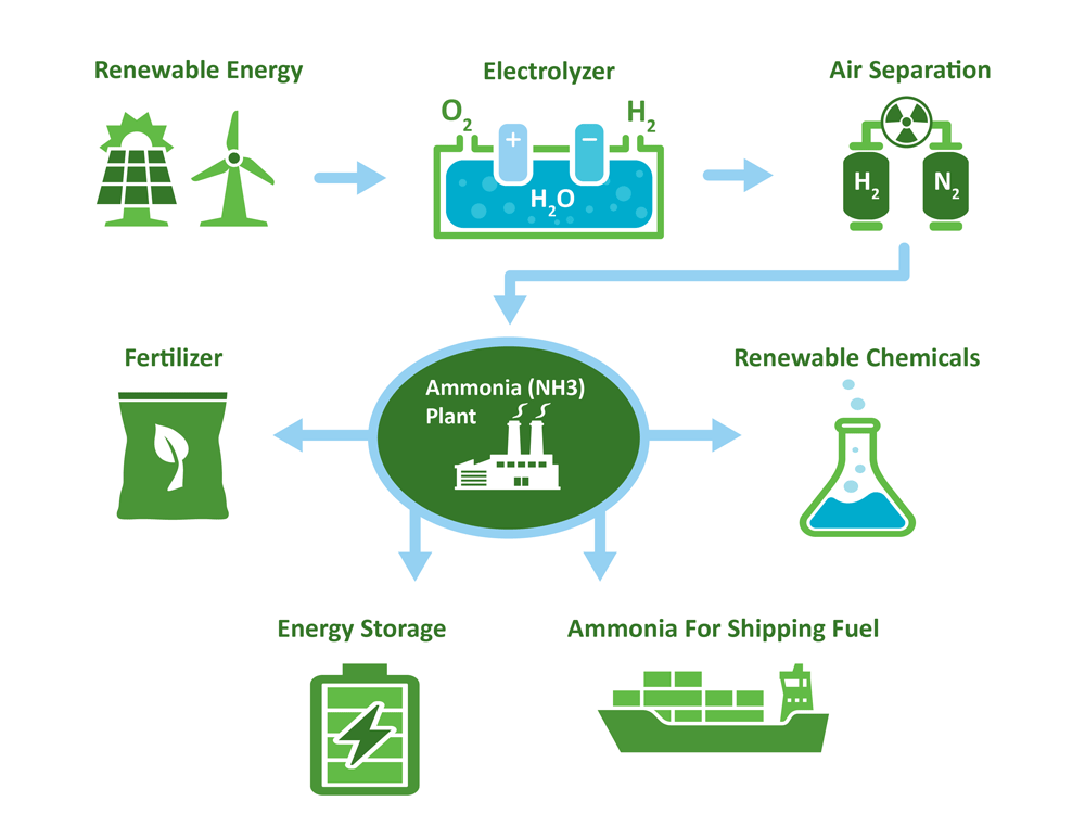 A graph showing how green fertilizer is produced