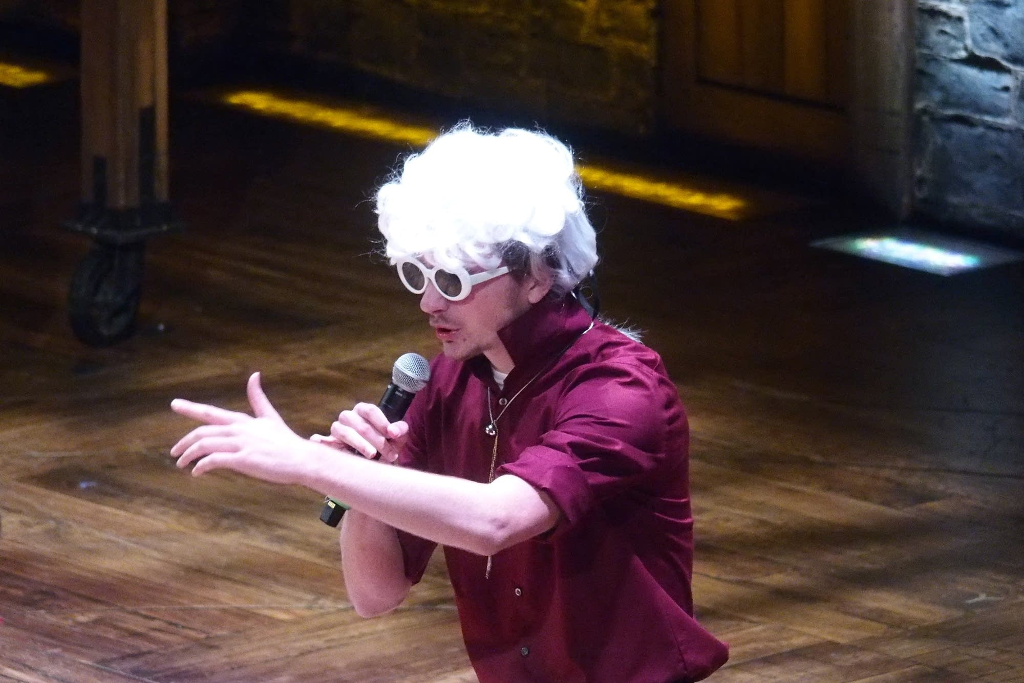Brandon Arneson raps as George Washington.