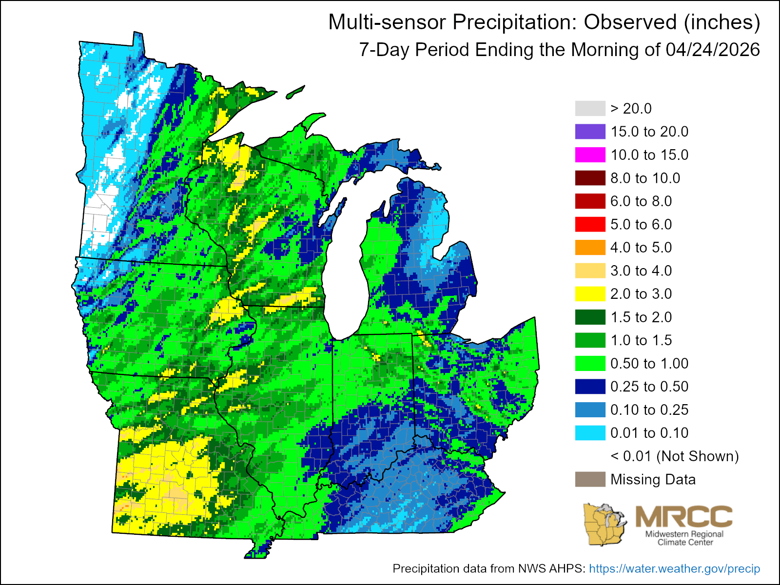 Amount of precipitation in the past 7 days