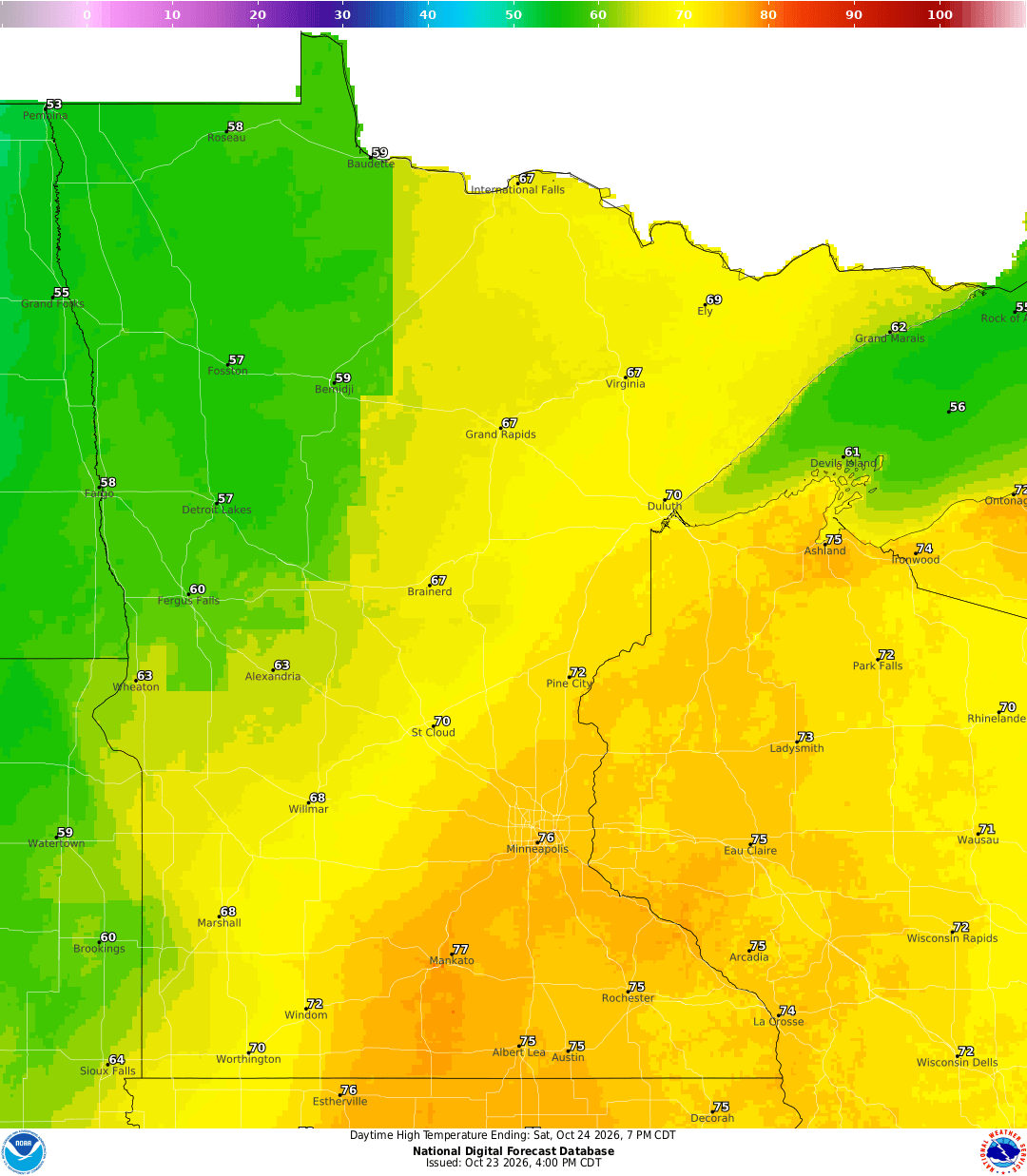 Highs for Saturday