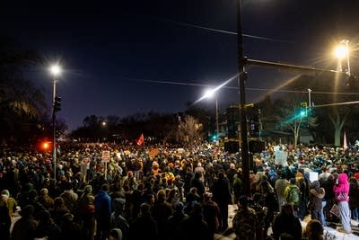 A crowd in a street