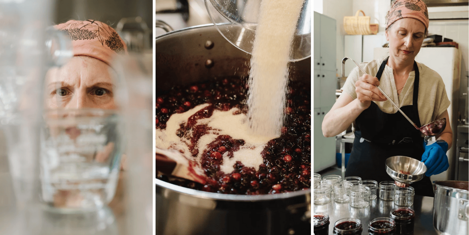 A person makes jam