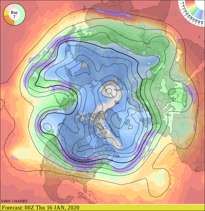 Upper air forecast map for 6 pm January 15
