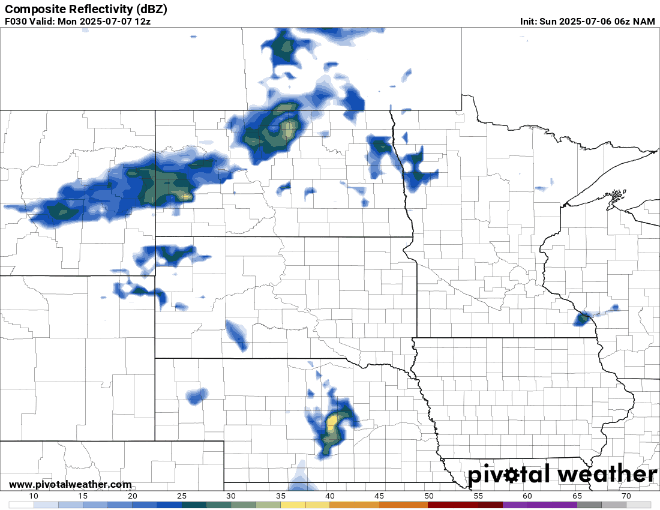 Forecast precipitation Monday 7 a.m. to Tuesday 7 a.m.
