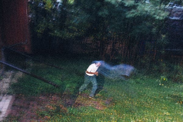 A person running through a field