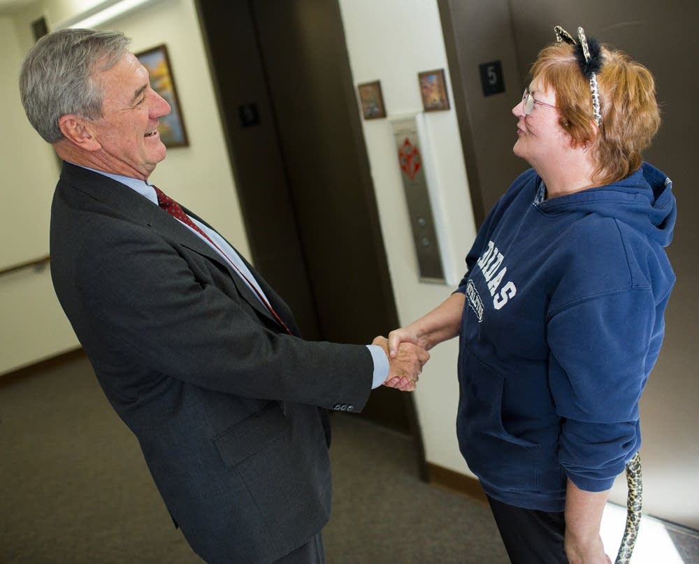 Rick Nolan with voter