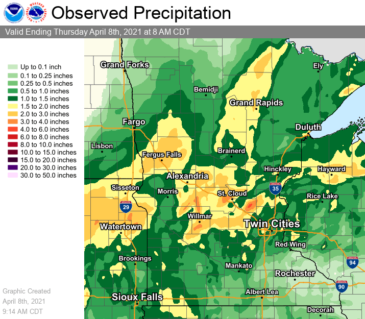 Rainfall totals through Thursday morning