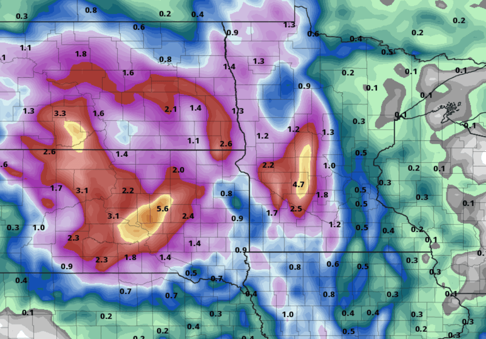 NOAA GFS rainfall output 