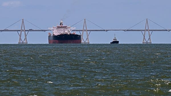 An oil tanker waiting to load at Lake Maracaibo in Venezuela.