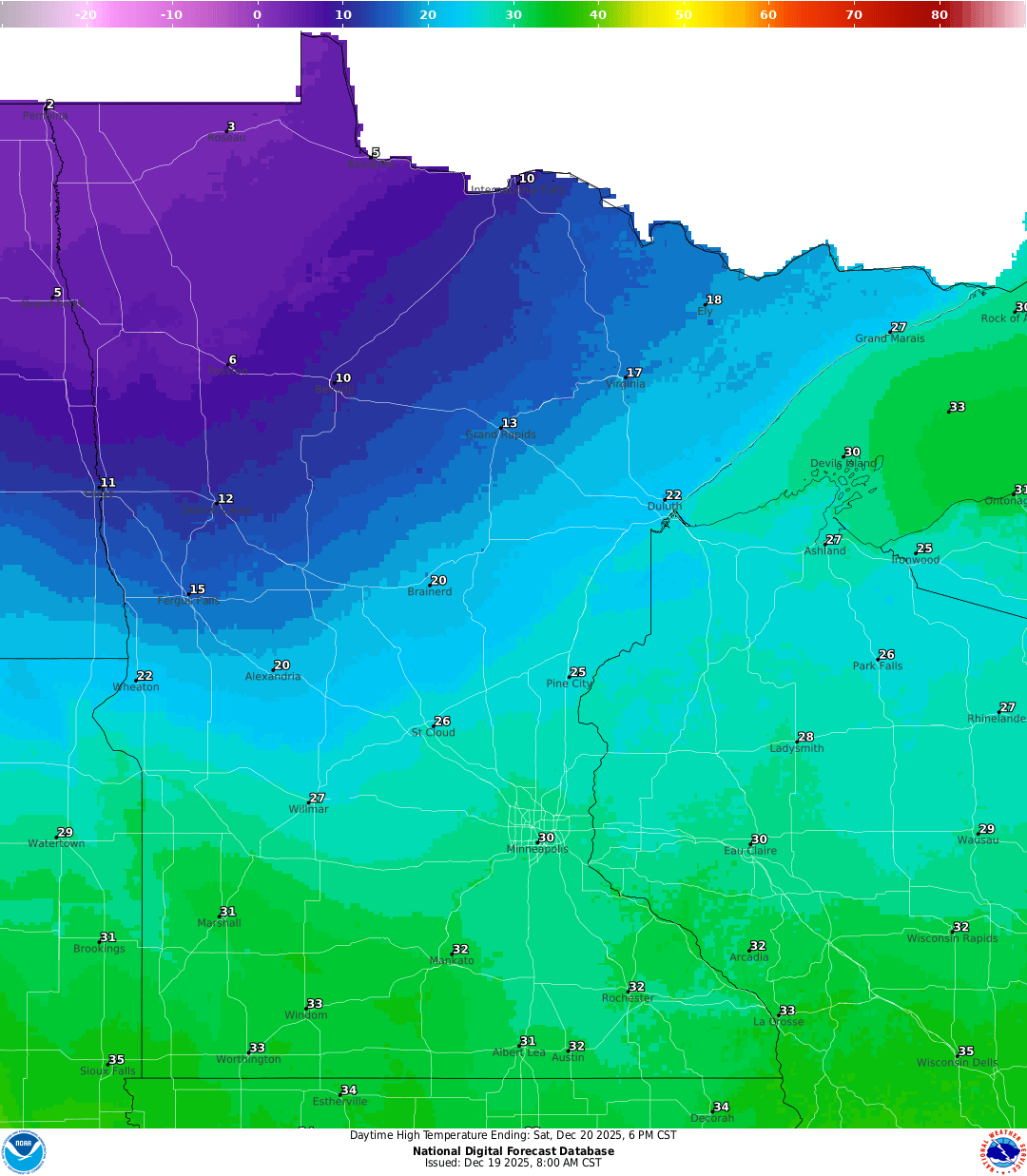 Highs for Saturday