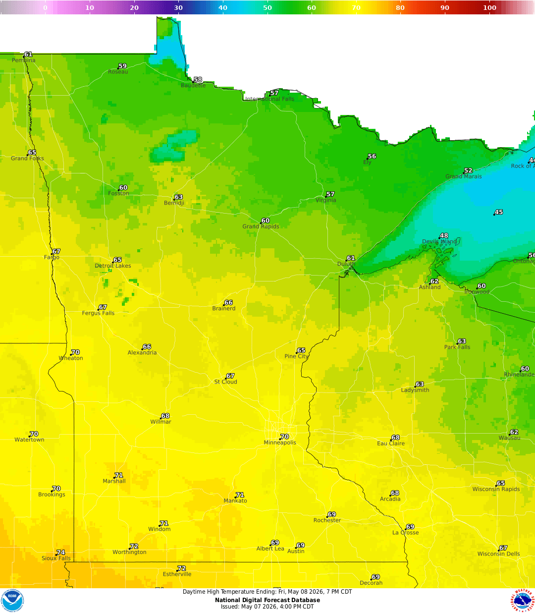Highs for Friday