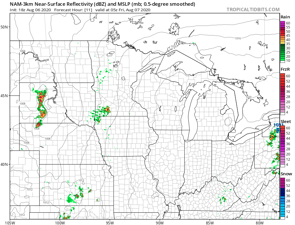 NOAA NAM 3 km model 7 am to 10 pm Friday