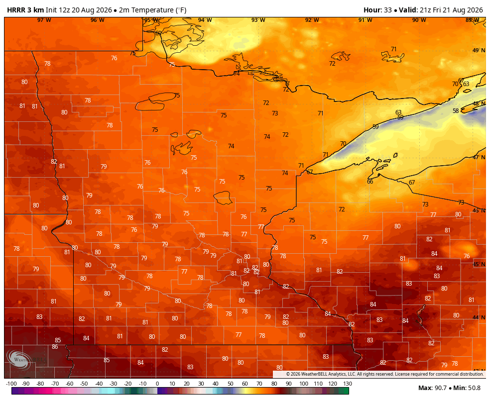 Temps Friday