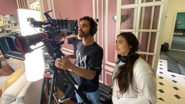 Director Aiko Lozar on the set of vertical drama "Wicked Wives," filming on location in LA’s Koreatown neighborhood.