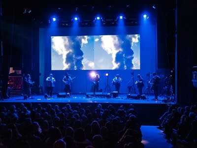 Alan Sparhawk and Trampled by Turtles performing at the Fitzgerald Theater.