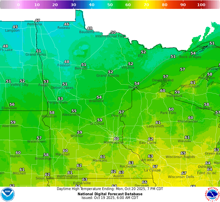 Monday's highs