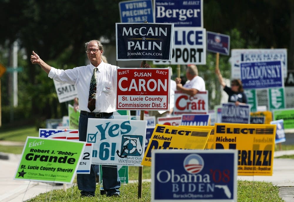 Greeting voters