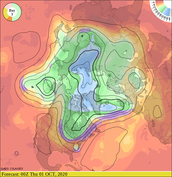 Upper air forecast map for 7 pm October 2