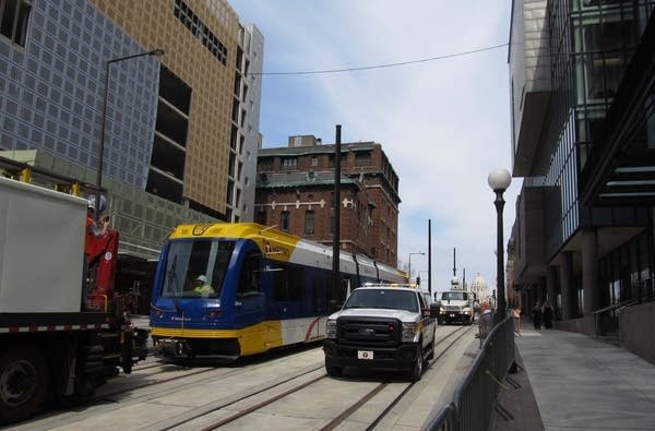 First light rail vehicle on the Green Line