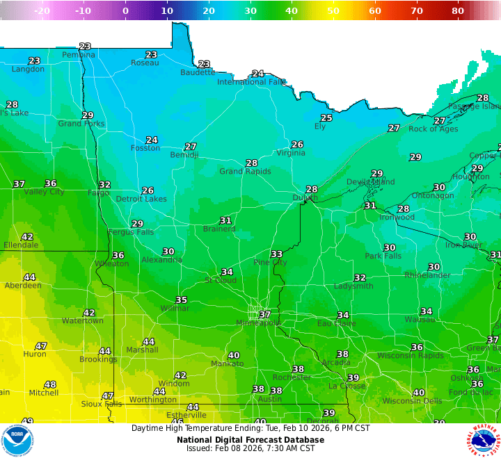 Tuesday's highs