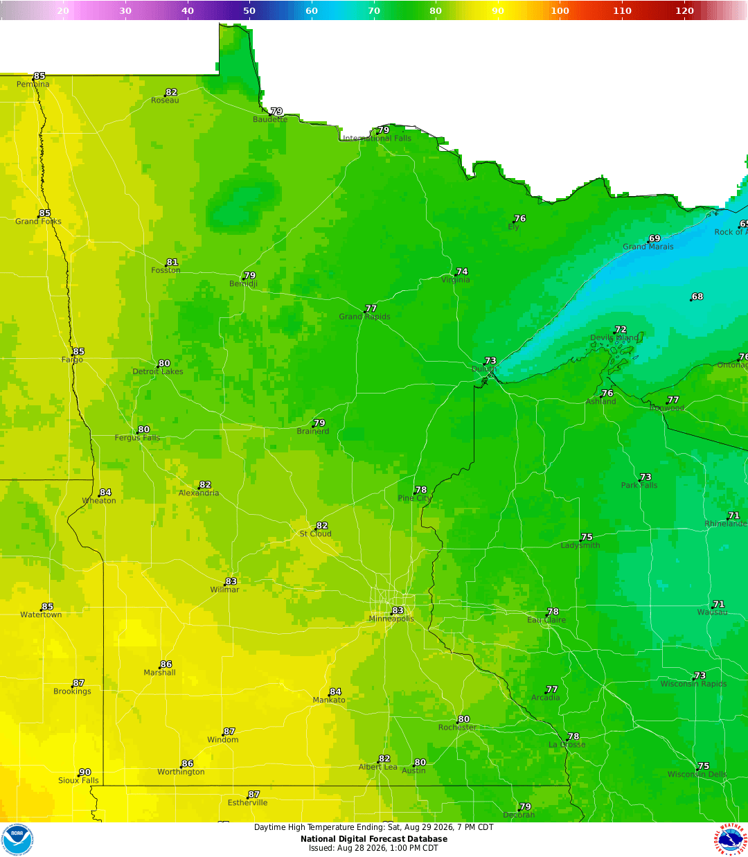 Highs for Saturday