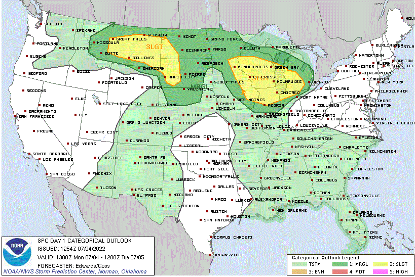 Updated severe weather outlook for Monday
