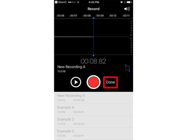 After stopping the recording, press "Done."