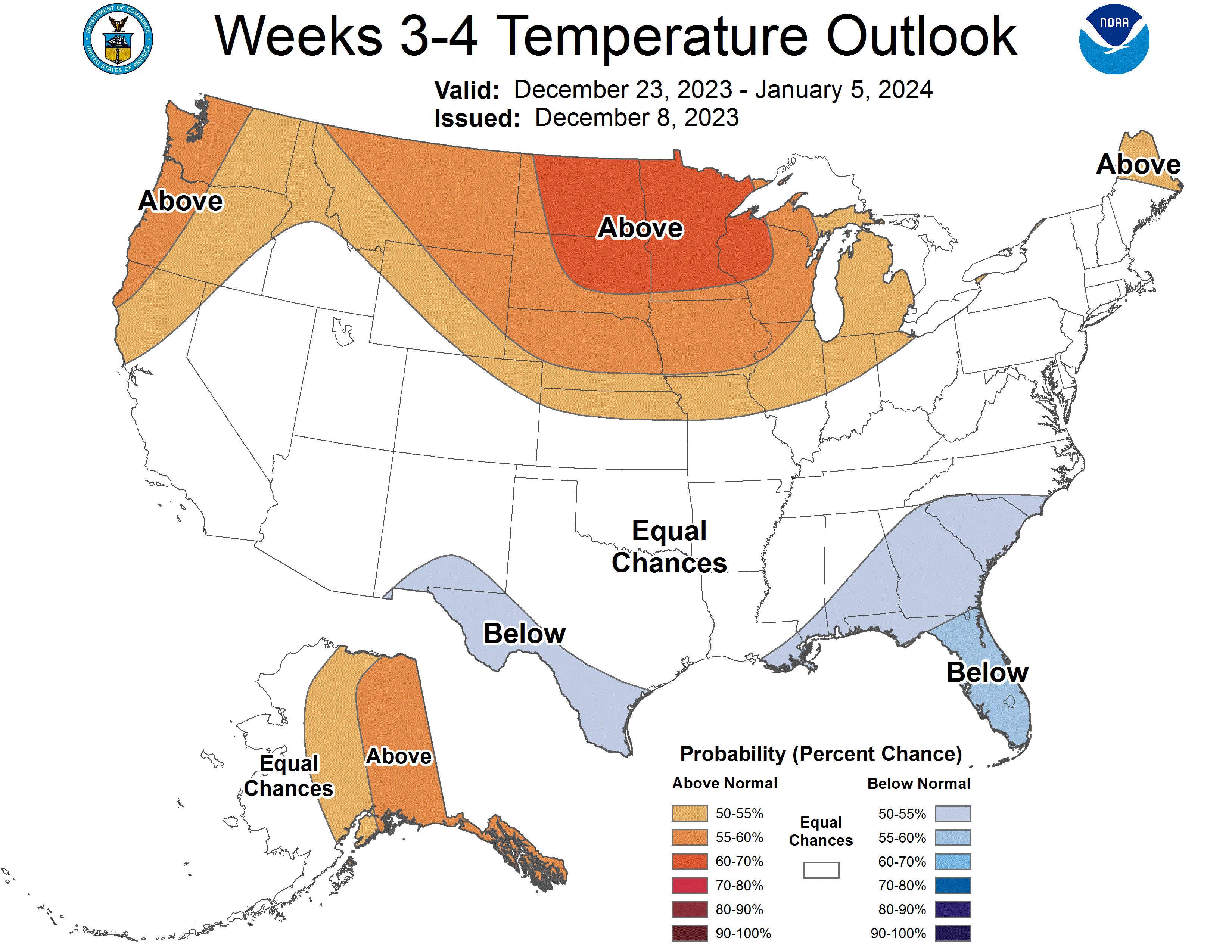 NOAA week 3 and 4 temperature outlook