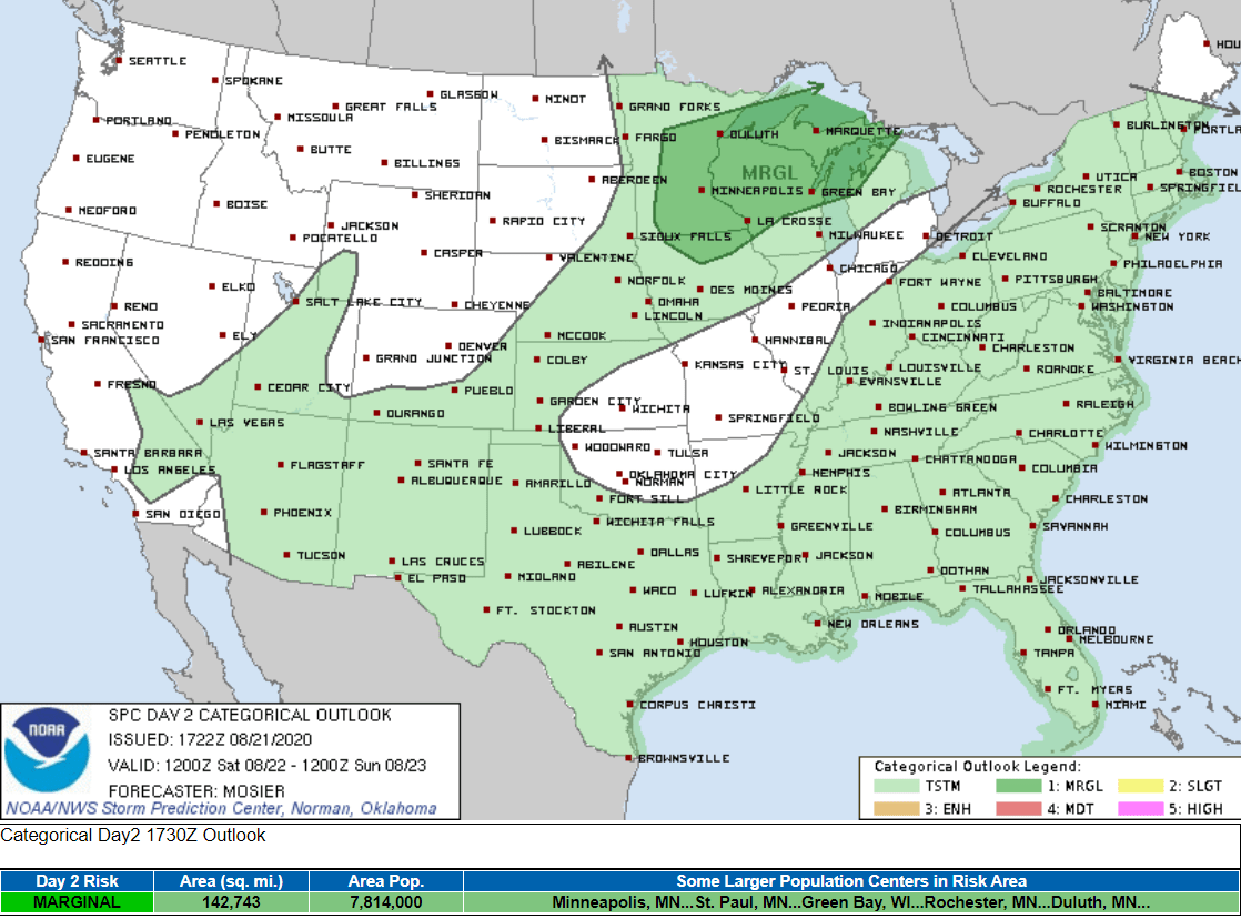 Severe weather risk areas