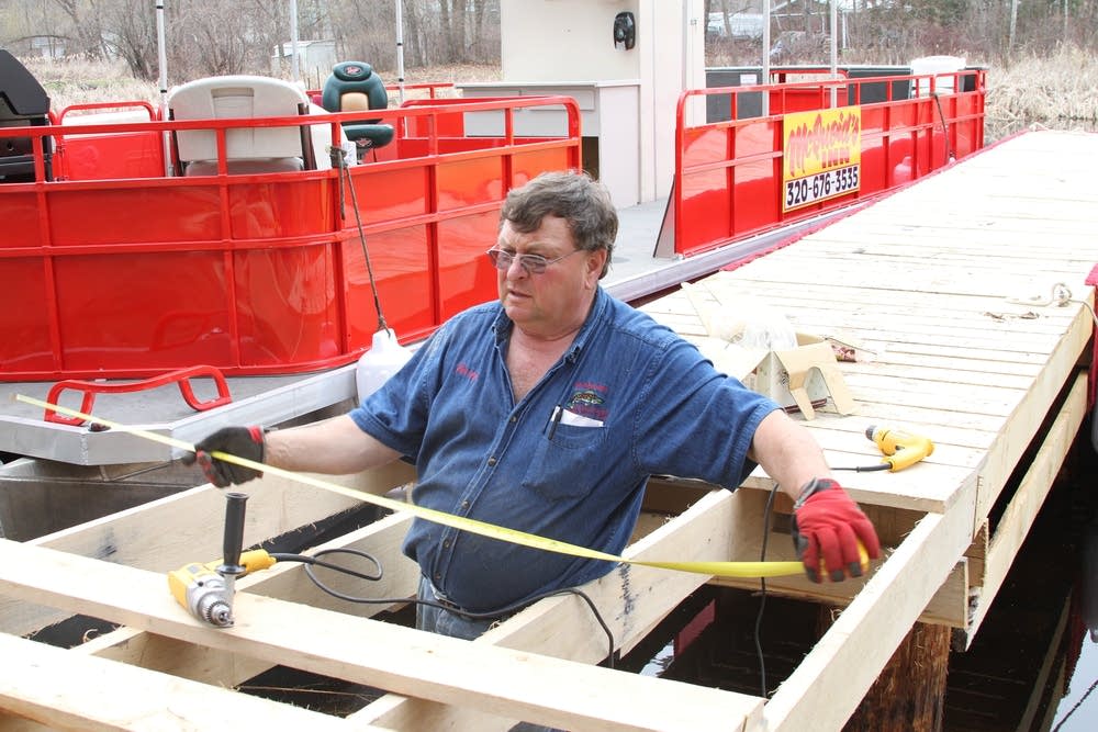 Terry MvcQuoid at work on his dock