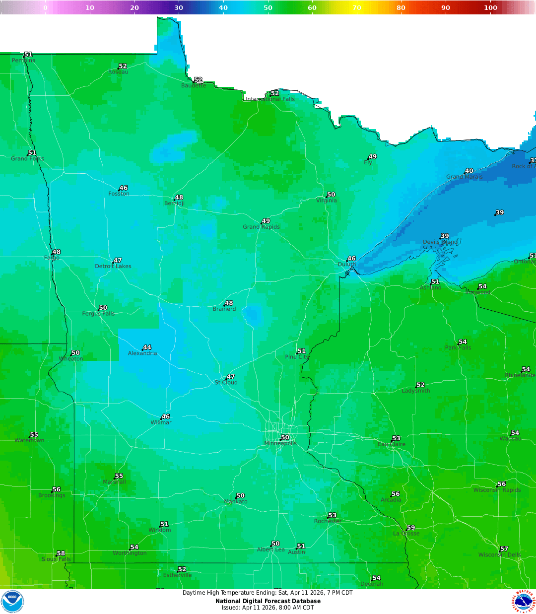 Highs for Saturday