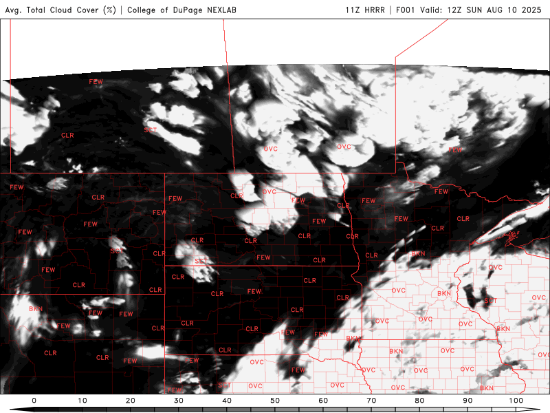 Cloud cover for Sunday
