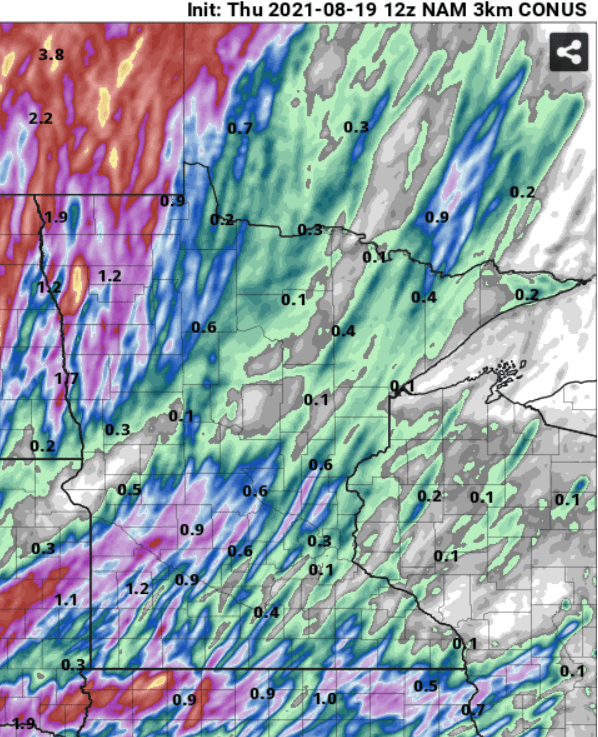 NOAA NAM 3 km model precipitation output 