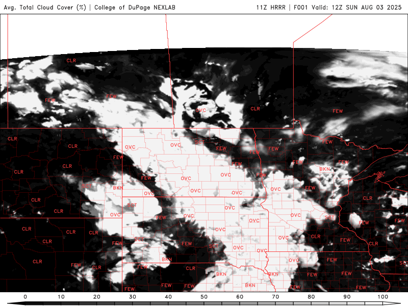 Cloud cover for Sunday