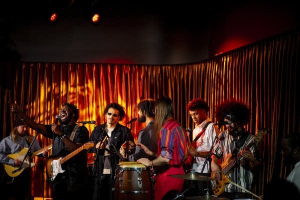 a band playing at a jazz club