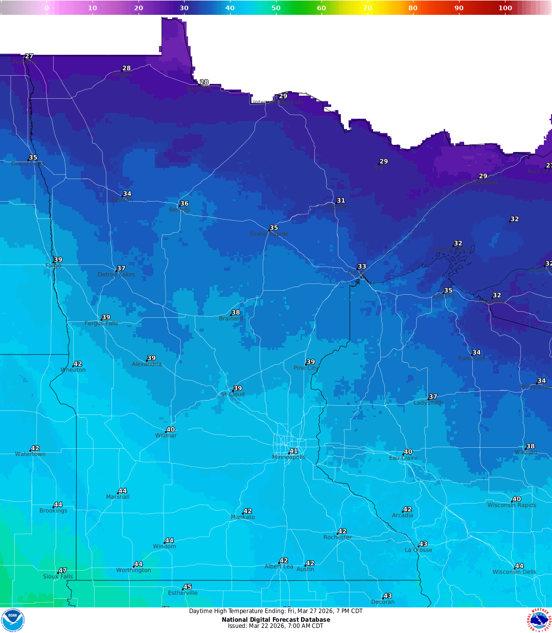 Highs for Friday