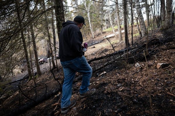 A man walks through his property