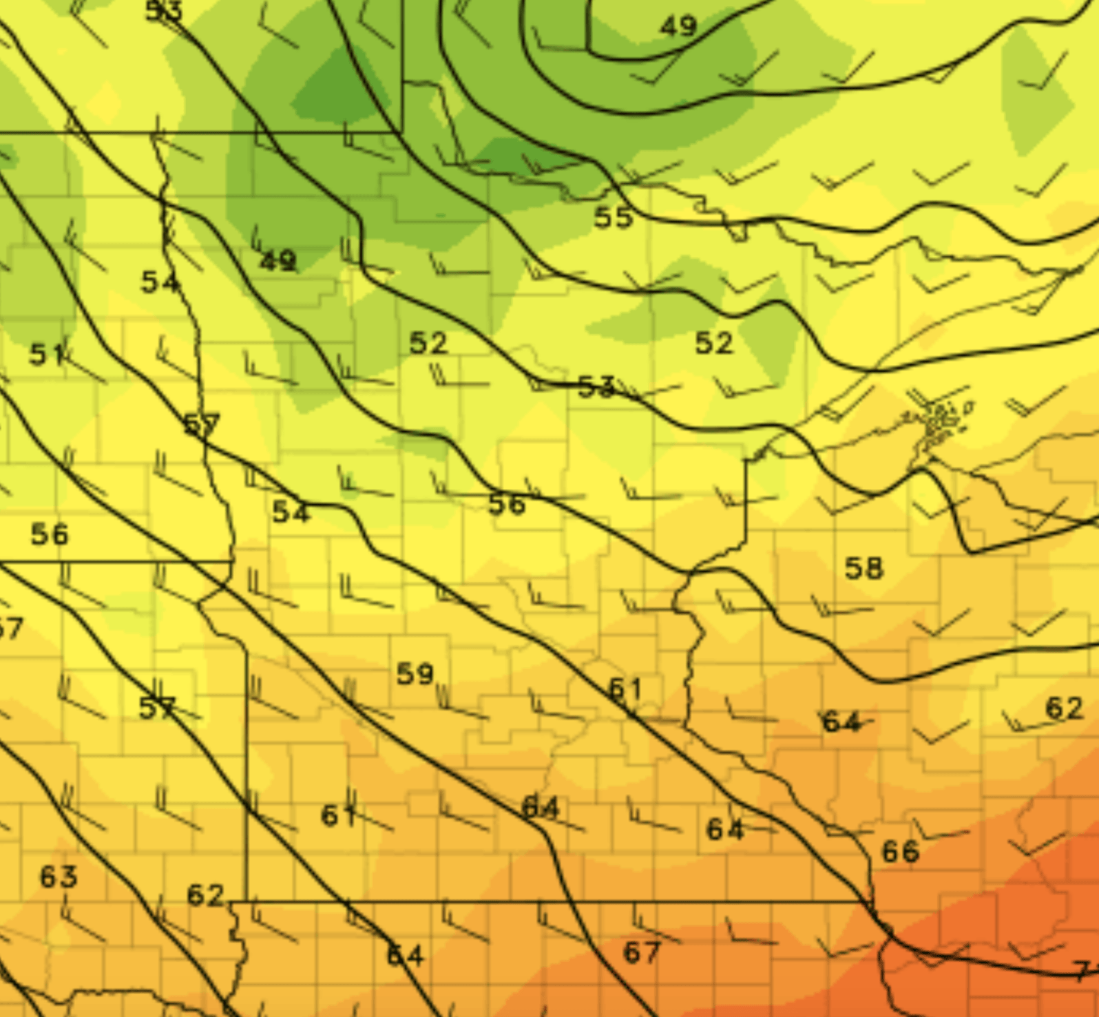Windy Thursday with showers mainly north; colder Friday