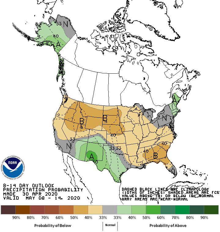 NOAA 8 to 14-day precipitation outlook
