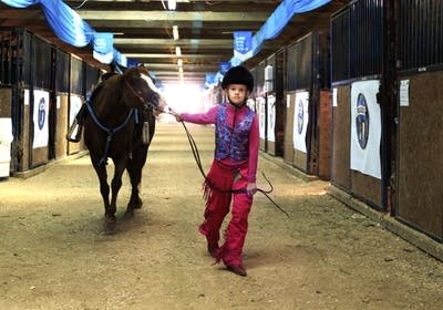 Leading horse