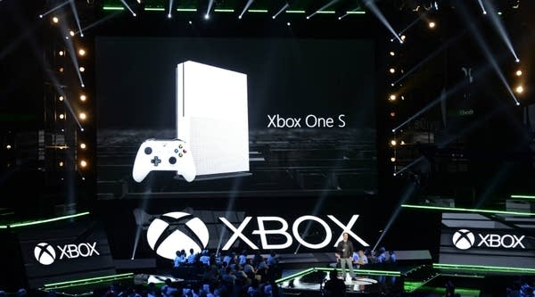 Phil Spencer, head of Xbox, announces the new Microsoft Xbox One S game console during a news conference in June.